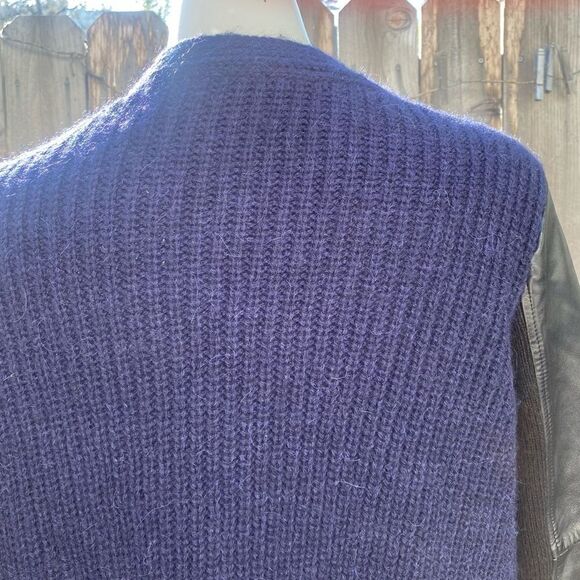 Maje Ornella Al-paca/Wool Blend Lambs Leather cardigan size 1/S - Picture 4 of 9